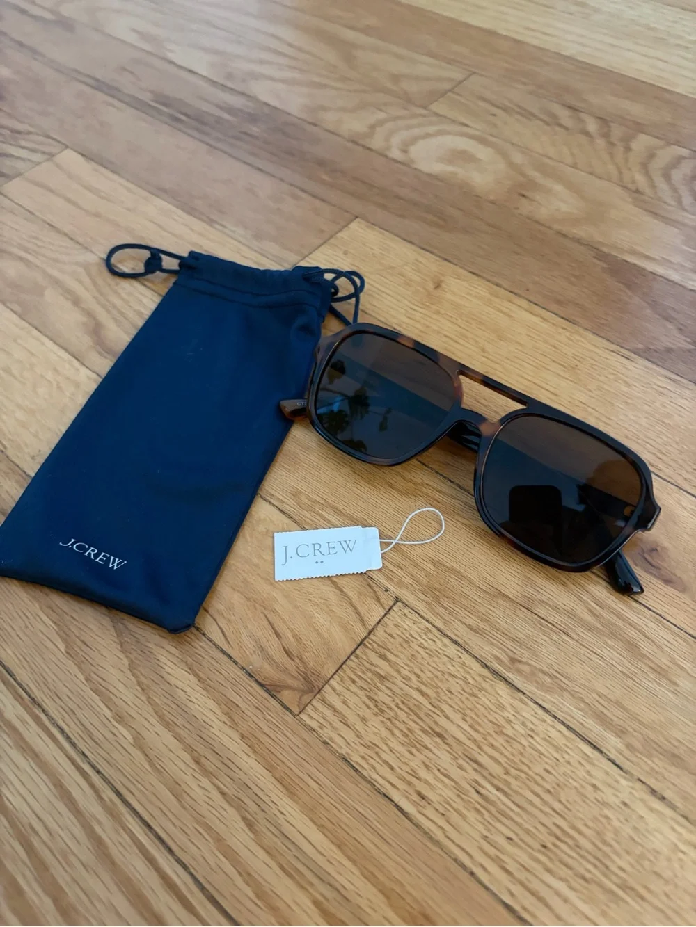 J. Crew Tortoiseshell Aviator Sunglasses - Dark Brown Lenses